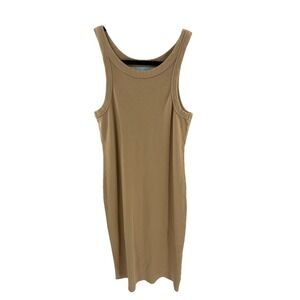MOTHER MOVE IT Ribbed Racerback Tank Dress Camel Tan Size M
